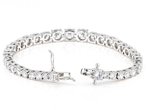 White Cubic Zirconia Rhodium Over Sterling Silver Tennis Bracelet 22.82ctw
