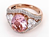 Morganite Simulant And White Cubic Zirconia 18k Rose Gold Over Sterling Silver Ring 6.17ctw