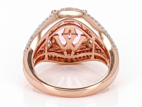 Morganite Simulant And White Cubic Zirconia 18k Rose Gold Over Sterling Silver Ring 6.17ctw
