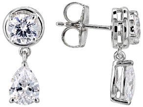 White Cubic Zirconia Rhodium Over Sterling Silver Earrings  5.85ctw