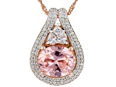 Morganite Simulant & White Cubic Zirconia 18k Rose Gold Over Silver Pendant with Chain 5.70ctw