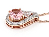 Morganite Simulant & White Cubic Zirconia 18k Rose Gold Over Silver Pendant with Chain 5.70ctw