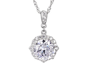 White Cubic Zirconia Rhodium Over Sterling Silver Pendant 6.57ctw