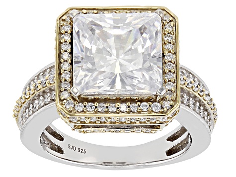 White Cubic Zirconia Rhodium And 18k Yellow Gold Over Silver Scintillant Cut® Holiday Ring 8.56ctw