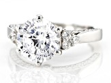 White Cubic Zirconia Rhodium Over Sterling Silver Love Cut Ring 6.98ctw