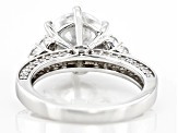 White Cubic Zirconia Rhodium Over Sterling Silver Love Cut Ring 6.98ctw