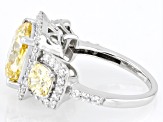 Yellow And White Cubic Zirconia Rhodium Over Sterling Silver Ring 9.14ctw