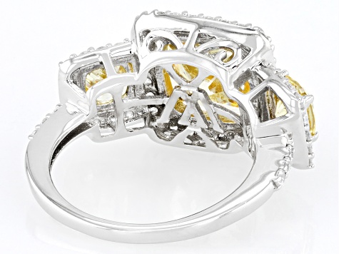 Yellow And White Cubic Zirconia Rhodium Over Sterling Silver Ring 9.14ctw