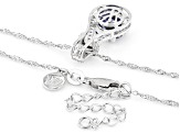 Blue And White Cubic Zirconia Rhodium Over Silver Pendant 3.51ctw