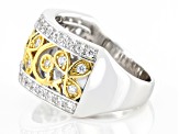 White Cubic Zirconia Rhodium And 14k Yellow Gold Over Silver Ring 0.94ctw