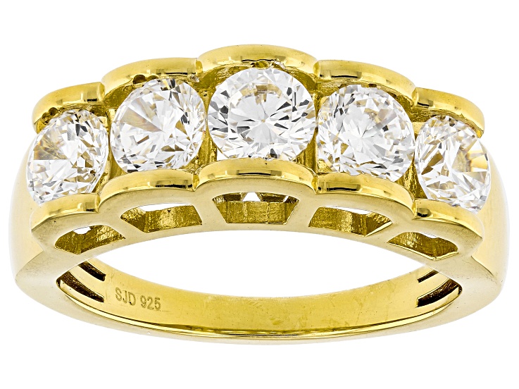 White Cubic Zirconia 18k Yellow Gold Over Sterling Silver