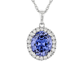 Blue And White Cubic Zirconia Rhodium Over Silver Pendant 7.75ctw