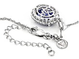 Blue And White Cubic Zirconia Rhodium Over Silver Pendant 7.75ctw