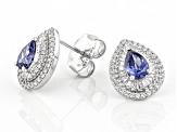 Blue And White Cubic Zirconia Rhodium Over Silver Earrings 2.31ctw