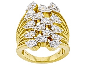 White Cubic Zirconia 18k Yellow Gold Over Sterling Silver Ring 2.72ctw