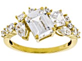 White Cubic Zirconia 18k Yellow Gold Over Sterling Silver Ring 3.84ctw