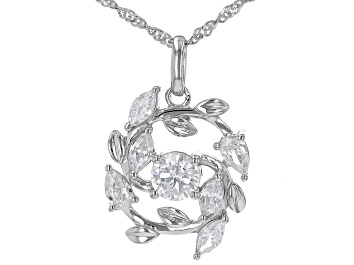 Picture of White Cubic Zirconia Rhodium Over Silver Pendant With Chain 2.55ctw