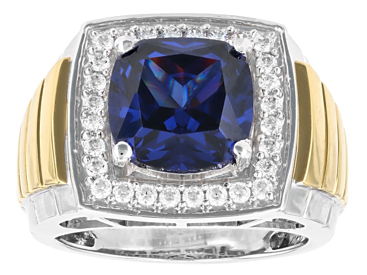 Blue And White Cubic Zirconia Rhodium And 18k Yellow Gold Blue And White Cubic Zirconia Rhodium And 18k Yellow Gold