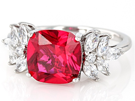 アクセサリー y&c Lab Created Ruby And White Cubic Zirconia Rhodium Over