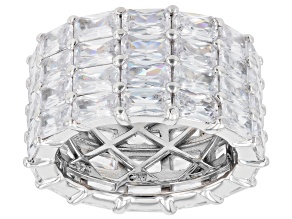 White Cubic Zirconia Rhodium Over Sterling Silver Band Ring 19.50ctw