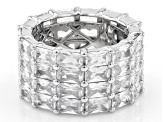 White Cubic Zirconia Rhodium Over Sterling Silver Band Ring 19.50ctw