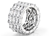 White Cubic Zirconia Rhodium Over Sterling Silver Band Ring 19.50ctw