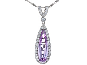 Lavender And White Cubic Zirconia Rhodium Over Silver Pendant 9.28ctw