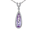 Lavender And White Cubic Zirconia Rhodium Over Silver Pendant 9.28ctw