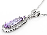 Lavender And White Cubic Zirconia Rhodium Over Silver Pendant 9.28ctw