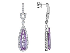 Lavender And White Cubic Zirconia Rhodium Over Silver Earrings 18.85ctw