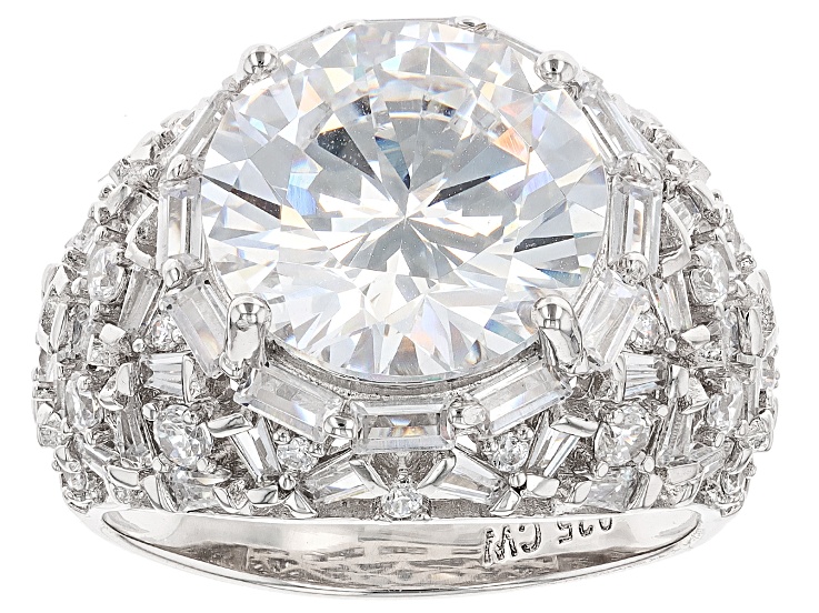 White Cubic Zirconia Rhodium Over Sterling Silver Ring 10.59