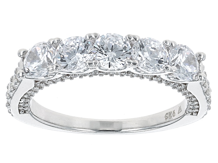 White Cubic Zirconia Rhodium Over Sterling Silver Ring 3.18ctw