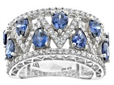 Blue And White Cubic Zirconia Rhodium Over Silver Ring 5.61ctw