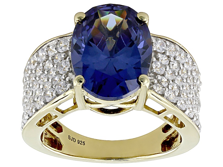 純銀　盃　2点 92g Blue And White Cubic Zirconia 18k Yellow Gold Over Sterling
