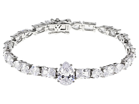 White Cubic Zirconia Rhodium Over Sterling Silver Tennis Bracelet 22.50ctw