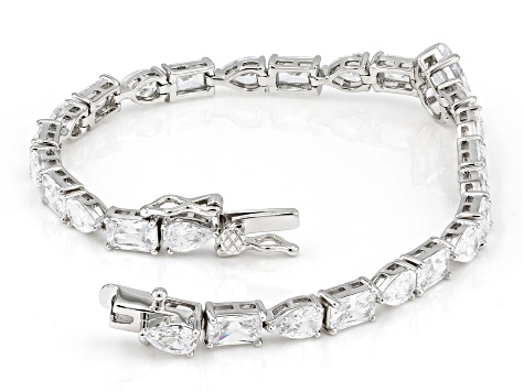 White Cubic Zirconia Rhodium Over Sterling Silver Tennis Bracelet 22.50ctw