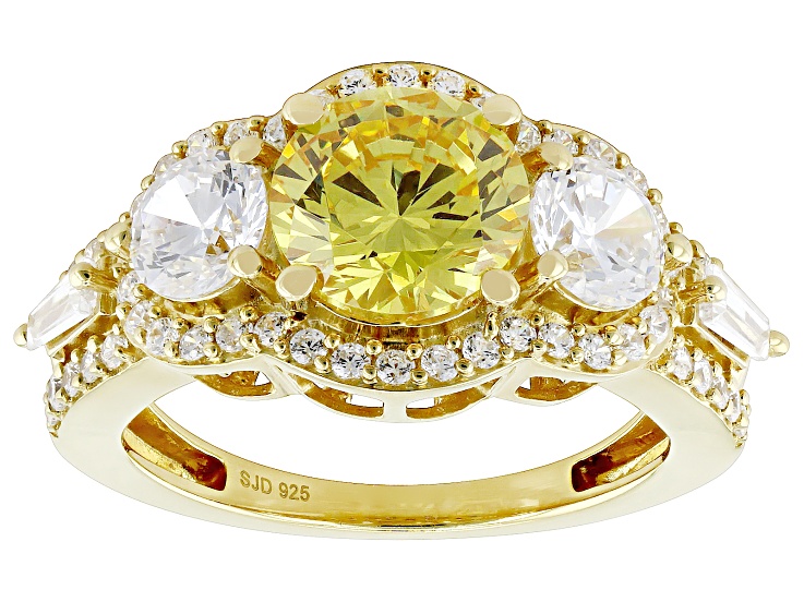 Canary And White Cubic Zirconia 18k Yellow Gold Over