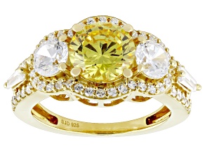 Canary And White Cubic Zirconia 18k Yellow Gold Over Sterling Silver Ring 5.58ctw