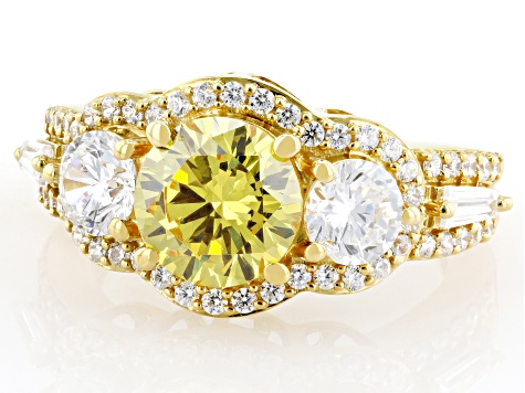 Canary And White Cubic Zirconia 18k Yellow Gold Over