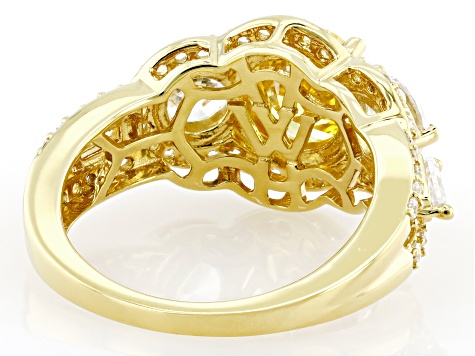 Canary And White Cubic Zirconia 18k Yellow Gold Over