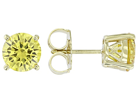 Canary Cubic Zirconia 18k Yellow Gold Over Sterling Silver Earrings 6.00ctw