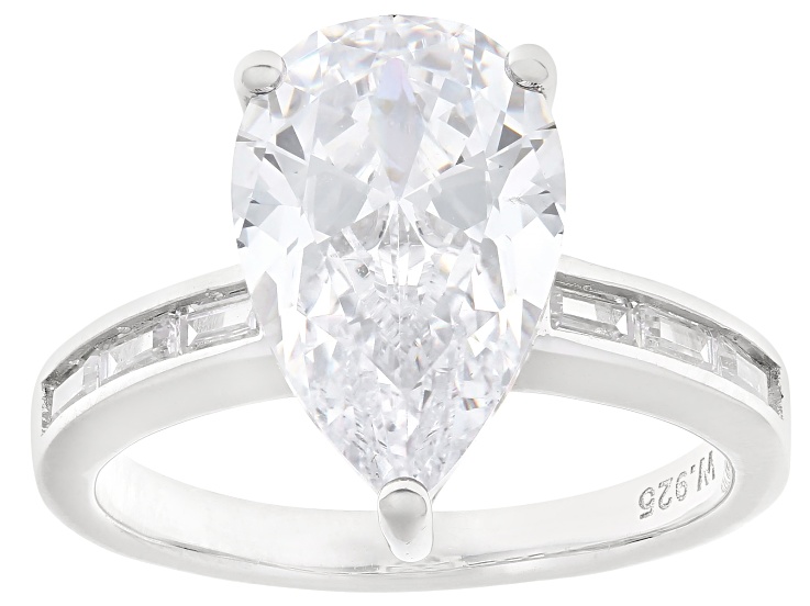 White Cubic Zirconia Rhodium Over Sterling Silver Ring 6.77