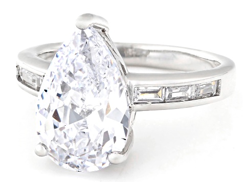 White Cubic Zirconia Rhodium Over Sterling Silver Ring 6.77