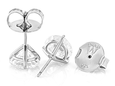 White Cubic Zirconia Rhodium Over Sterling Silver Martini