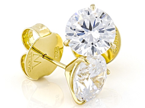 White Cubic Zirconia 18k Yellow Gold Over Sterling Silver Martini Studs 9.00ctw