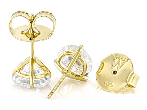 White Cubic Zirconia 18k Yellow Gold Over Sterling Silver