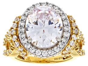 White Cubic Zirconia 18k Yellow Gold Over Sterling Silver 11th Anniversary Ring 8.98ctw