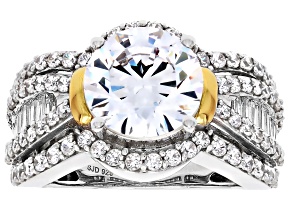 White Cubic Zirconia Rhodium And 18k Yellow Gold Over Sterling Silver Ring 8.24ctw