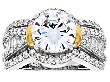 Picture of White Cubic Zirconia Rhodium And 18k Yellow Gold Over Sterling Silver Ring 8.24ctw