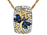 Blue And White Cubic Zirconia 18k Yellow Gold Over Sterling Silver Dragonfly Pendant 1.17ctw
